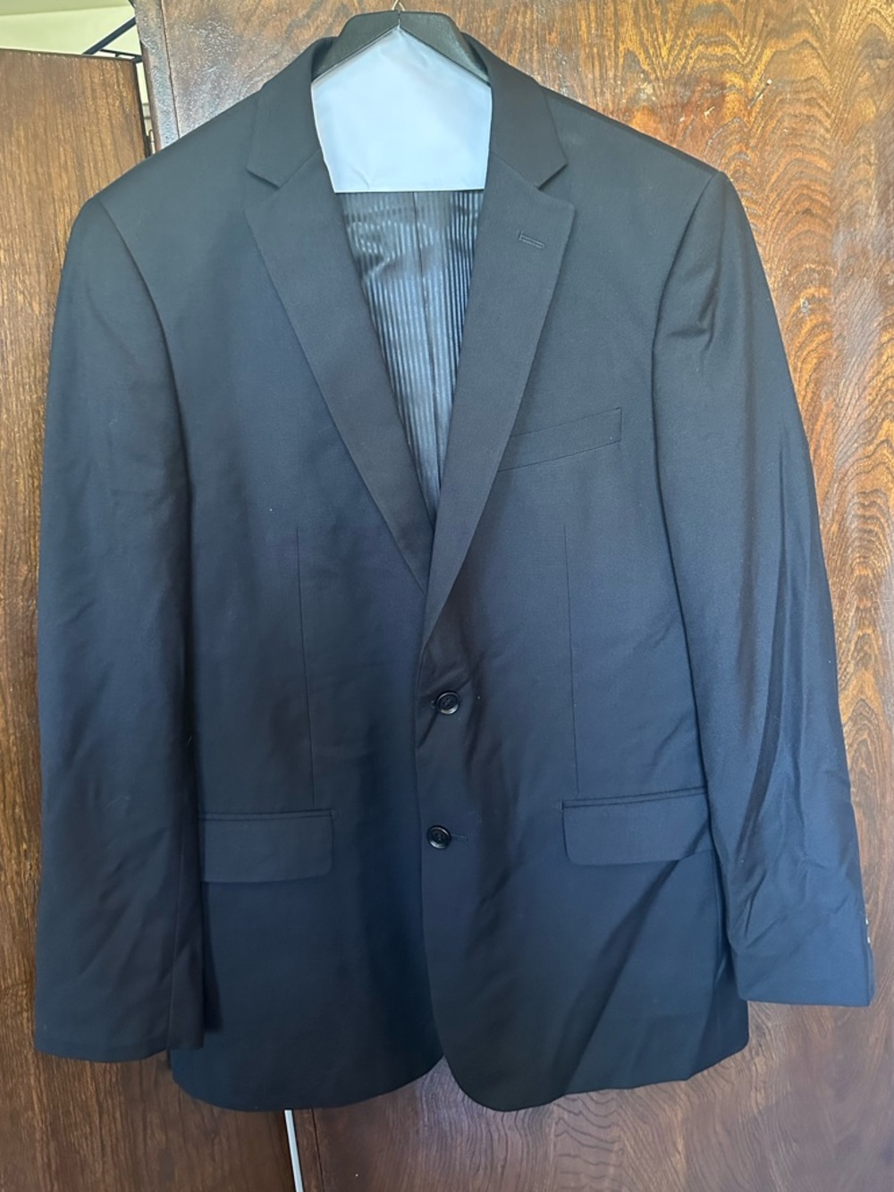 Bertolini 2 Piece Men’s Suit Size 44 Classic Black Two-Button Blazer Wool Silk